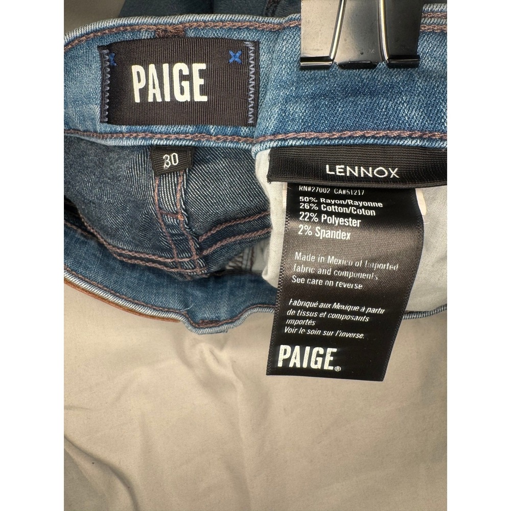 PAIGE Lennox Jeans 30‎ Blue Slim Fit Premium Stretch Denim Streetwear - Picture 7 of 7